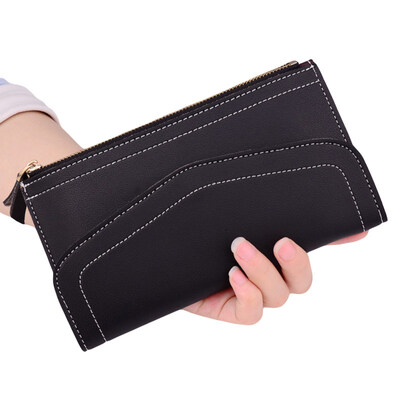 

Women Zipper Flip Button Faux Leather Purse Long Wallet Multi Slots Card Holder