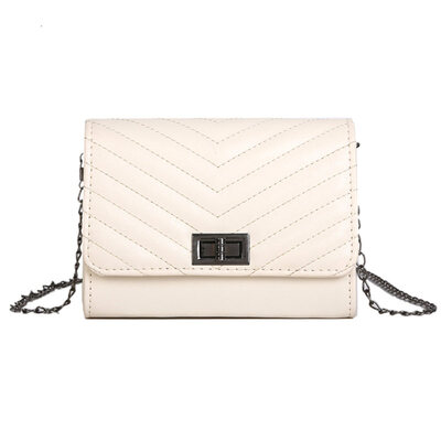 

Vintage Solid Color Faux Leather Metal Strap Women Messenger Shoulder Bag Pouch