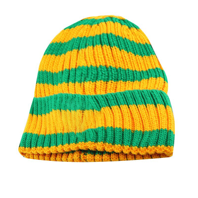 

Girls Boys Accessories Baby Striped Print Hats Winter Newborn Knitted Cute Warm Kids Wool Hemming Caps Baby Clothing