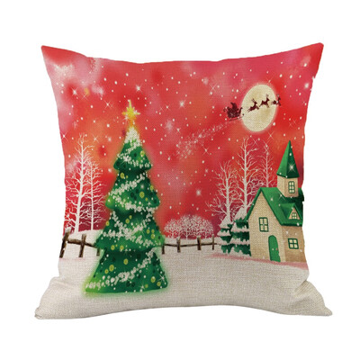 

Tailored Happy Christmas Pillow Cases Linen Sofa Cushion Cover Home Decor Pillow Core