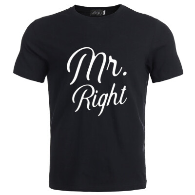 

2019 Fashion Couple T-Shirt Mr Right Mrs Right Letter Print T-Shirts Casual Short Sleeve Round Neck Lover Tee Gift Tops