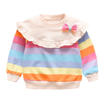 

Autumn Kids Baby Girl Striped Sweatshirts With Bowknot Casual Toddler Blouse Long Sleeve Outerwear