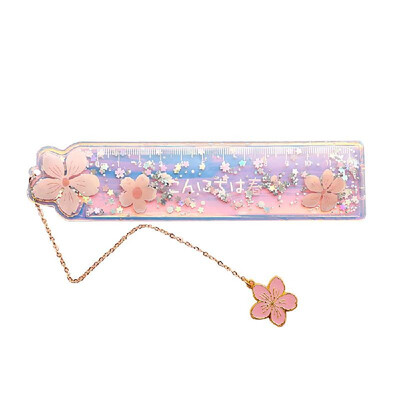

Creative Cartoon Ruler Multifunctional Bookmark with Metal Pendant Study Stationery 12cm for School Students Office