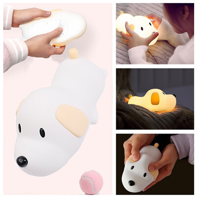 

Gobestart Night Light LED Puppy Silicone Baby Touch Lamp Rechargeable USB Touch Control