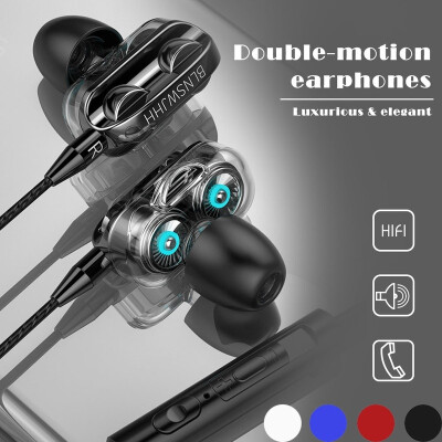 

New In-Ear Headphones Double Moving Coil Dual Speaker Smartphone Headphones Wired Tuning