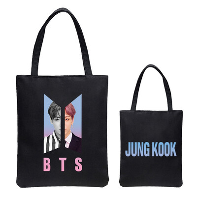 

Bangtan Boys Jungkook Jimin V Suga Jin J-Hope RM Printed Handle Tote Bags Handbag Messenger Shopping Bag