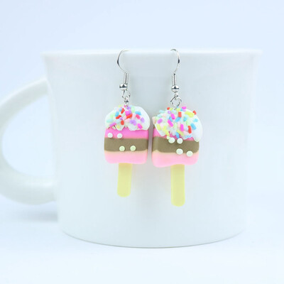 

Soft Ceramic Stick Ice Cream Stud Earrings Female Personality Earrings