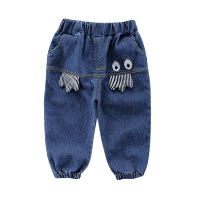 

Autumn Toddlers Kids Boy Girl Pants Denim Pants Baby Cartoon Printed Long Pants Trousers Bottoms