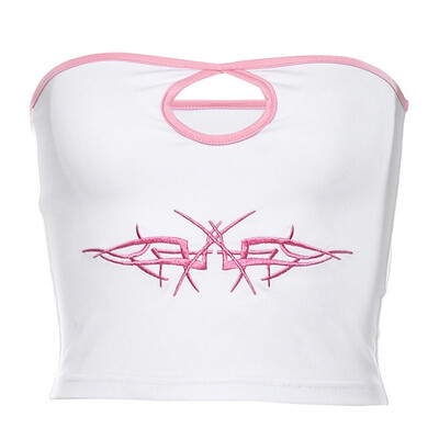 

Fashion Embroidery Short Underwear Strapless Intimates Top Women Summer Sexy Hollow Out Sexy Streetwear Slim Tube Tops