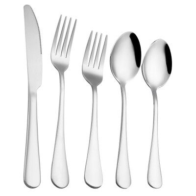 

Toponeto 5PCS Set Stainless Steel Upscale Dinnerware Flatware Cutlery Fork Spoon BK