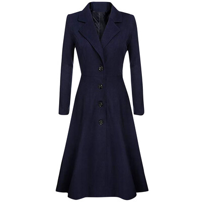 

Toponeto Womens Winter Lapel Button Long Trench Coat Jacket Ladies Overcoat Outwear