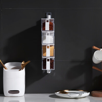 

Seasoning Storage Boxes Spice Jar Kitchen Condiment Box Spices Storager Wall Hanging Rotating Kitchen Organization Tool