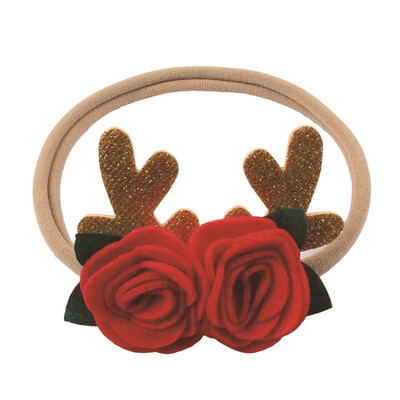 

Baby Girl Christmas Elastic Headbands Hair Accessories Cute Antler&flower Shape Children Party Hair Band Headbands