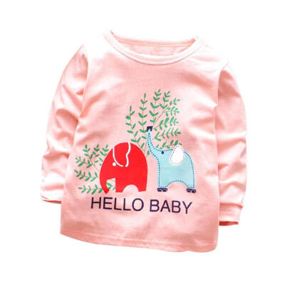 

Casual Boys Girls Autumn Spring Cartoon Cotton T-shirt Children Clothes Baby Long Sleeve Tops Tees Blouse