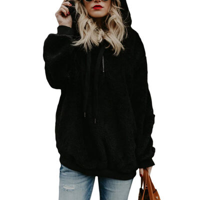 

1 Pcs Women Plus Size Warm Autumn Winter Coats Drawstring Hooded Solid Color Long Sleeve Coat