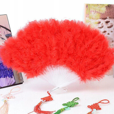 

DIY Chinese Style Hand Held Fan Blank Feather Folding Fan Party Wedding Home Decoration For Women Adult Dance Show