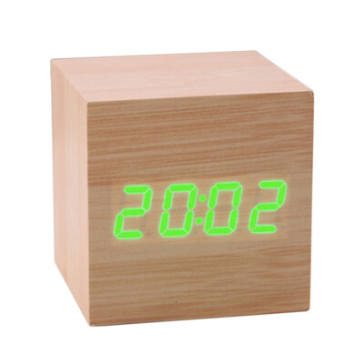 

Multicolor Wooden Clock New Modern Wood Digital LED Desk Alarm Clock Table Decor