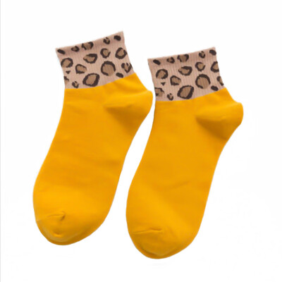 

Women Stretchy Cotton Funny Casual Socks Leopard Print Ankle-High Socks