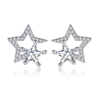 

Women Pentagram Ear Stud Crystal Rhinestone Chic Dangler Earrings Jewelry 1Pair