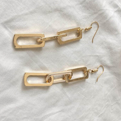 

Simple Geometric Rectangular Metal Chain Earrings Women Accessories Fashion Jewelry Stud Earring