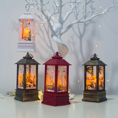 

2019 Christmas Decoration Candlestick Pendant Christmas Mini Table Lamp Decor Ornaments Creative Printed Gift Wind Light