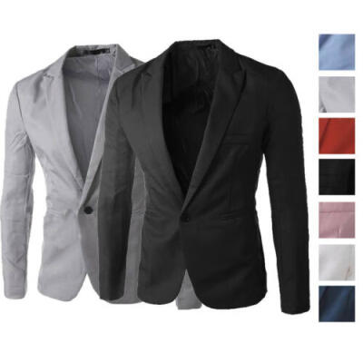 

New Mens Casual Formal Slim Fit One Button Suit Blazer Business Coat Jacket Tops