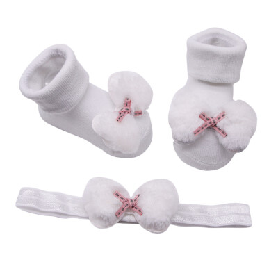 

Cute Baby Girl Bow-tie Design Hairband With Anti-slip Cotton Socks 2Pcs