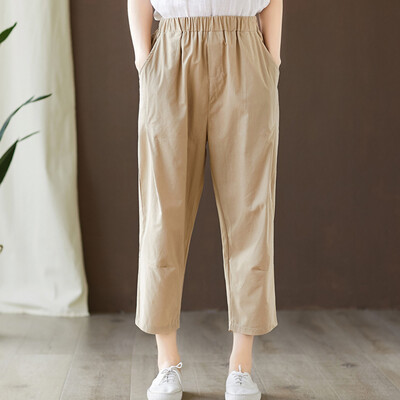

Tailored Fashion Womens Cotton Linen Cropped pants Ladies Casual Pocket Pants