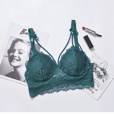 

Womens Padded Bras Sweet Bow Push Up Lingerie Female Underwear Lace Flower Bra Bustier Seamless Bralette Bra