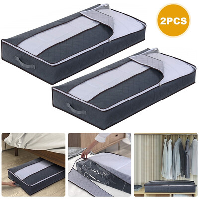

2pcs Large Zipped Handles Storage Bag for Clothes Duvet Pillow Under Bed