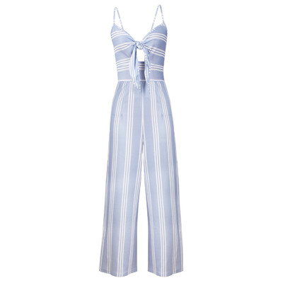 

Cut Out Sleeveless Elastic Women Loose Long Romper Girl Bowknot Pants Jumpsuit