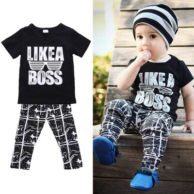 

Summer Baby Boy Adorable Letter Short Sleeve Shirt BlousePants 2pcs Casual Outfits Clothes Set 2019 New Baby Boys Clothes