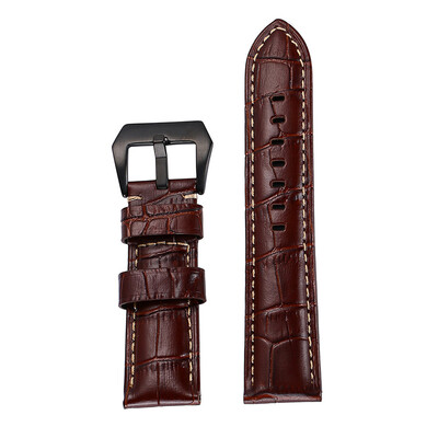 

〖Follure〗Calf Leather Padded Replacement Watch Band Buckle Wrist Band Strap 24 MM