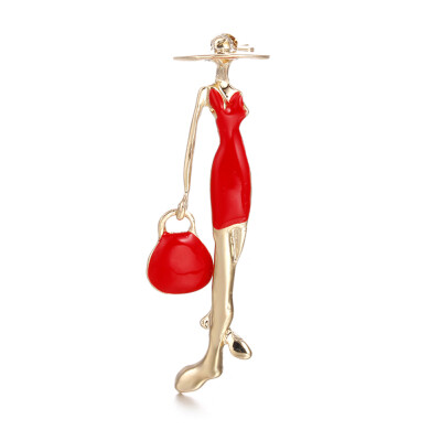 

Sweet Beauty Fashion Women Bags Corsage Red Enamel Paris Girls Brooches