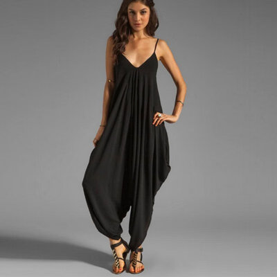 

Women V Neck Loose Baggy Fit SummerBeachParty Jumpsuit Romper Harem Suit