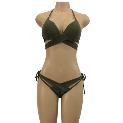 

2019 Bra Brief Sets Push-up Padded Bra Swimsuit Bathing Sexy Women Bikini Set Mid Waist Swimwear Women