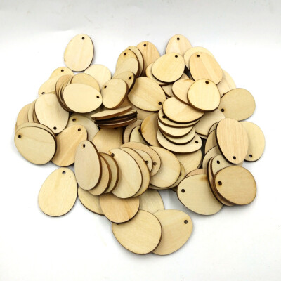 

Gobestart 100Pcs Wooden Easter Eggs Wood Craft For Easter Decorations Tag