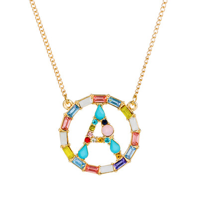

Fashion Gold Silver Style Cubic Zirconia A-Z Initials Letter Pendant Necklaces
