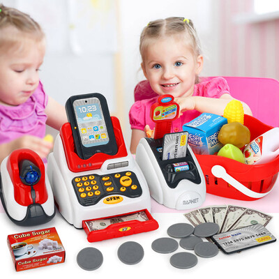 

Siaonvr Kids Toy Cash Checkout Scanner Fruit Card Reader Credit Card Machine Food Shopping Play Set