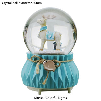 

Music Box Horse Elk Color Change Light Luminous Home Decor Ornament Birthday Gift For Kids Girls Crystal ball music box