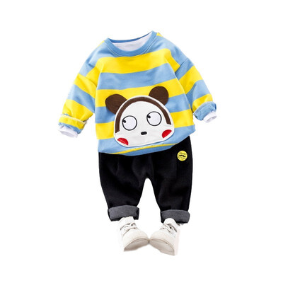 

Baby Boys Girl Clothing Sets Kids 2PCS Wide Strip Cartoon MonkeyPant Children Cute Baby Children Boy Girl Outfits Sets