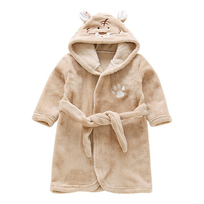 

1-7Y Autumn Winter Kids Flannel Hooded Sleepwear Toddler Baby Soft Bathrobe Robe Cartoon Pajamas Boys Girls Sleepwears 2019