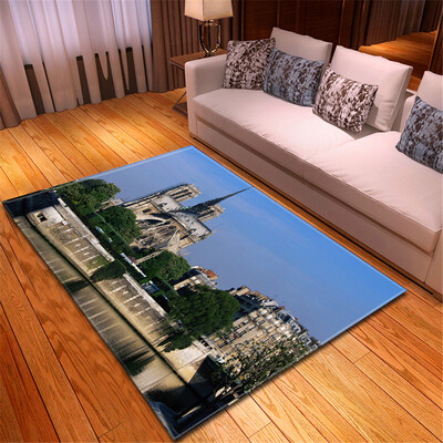 

Toponeto Creative Notre Dame Photo Commemorative Day Comfortable Carpet Home Decor