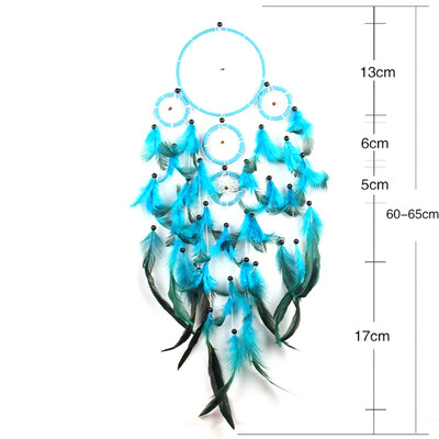 

Feather Crafts Blue Dream Catcher Wind Chimes Handmade Dreamcatcher Net With Feather Beads for Wall Hanging Car Home Decor