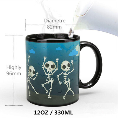 

Halloween Discoloration Cute Skull Pattern Novelty Personality Ceramic Mug 330ml
