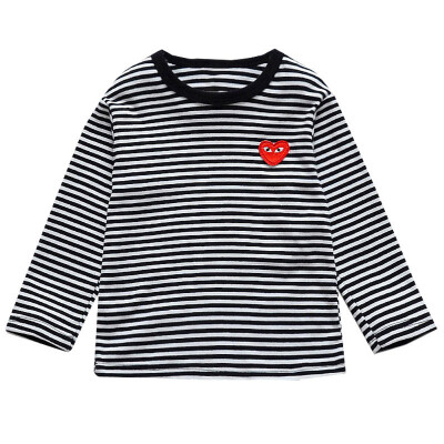 

Baby Girl Clothes 1-6T Toddler Children Autumn Cute Cartoon Stripes Print Wear Round Collar Long Sleeved Cotton Casual T-Shirt