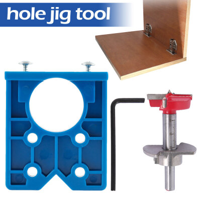 

Dowel Jig 35mm ABS Plastic Hinge Jig Hole Saw for Wood Drill Furniture Hinge Installation