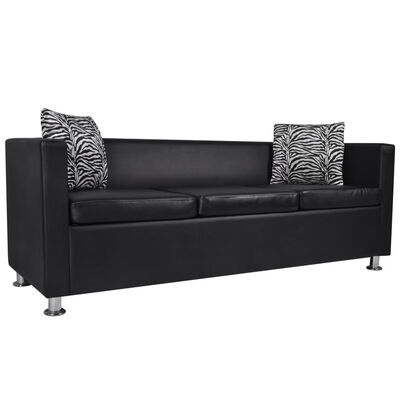 

Artificial Leather 3-Seater Sofa Black