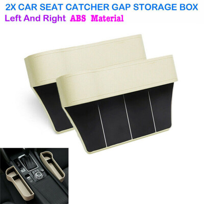 

2pcs Car Seat Gap Catcher Filler Storage Box Pocket Organizer Holder ABS Beige