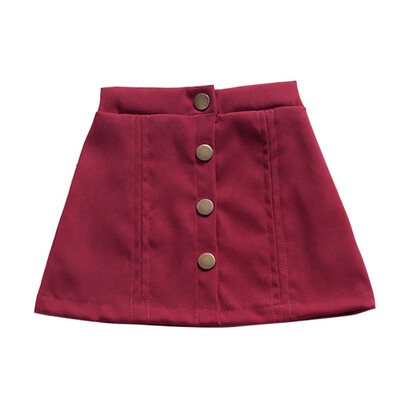 

Summer Baby Girl Solid Short Skirt Wild High Waist Single-breasted Skirt A Word Skirt Button Skirt
